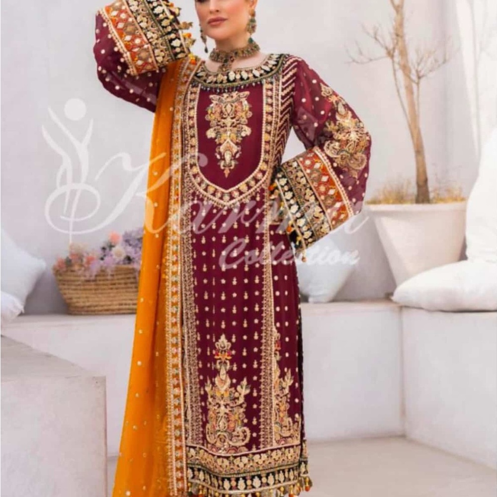 Pakistani suit with trousers and dupatta